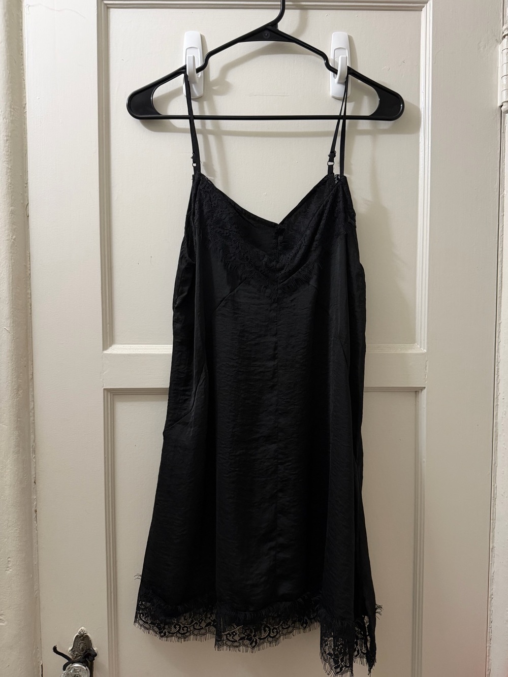 Black Lace-Hem Slip Dress